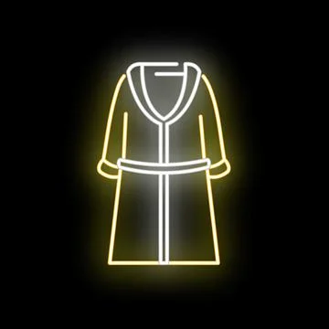Bathrobe neon glow icon symbolizing relaxation and spa Illustrazione stock