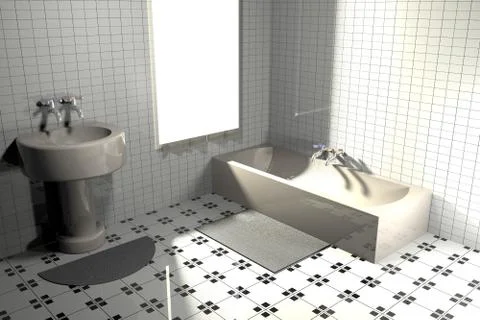 Bathroom, 3d rendering Stock Photos