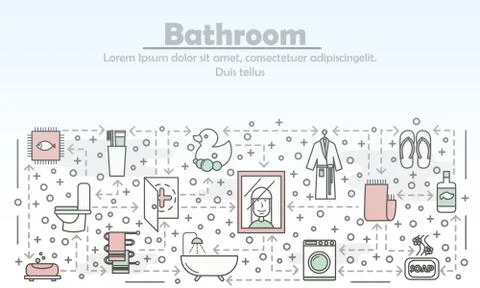 Bathroom advertising vector flat line art illustration Illustrazione stock