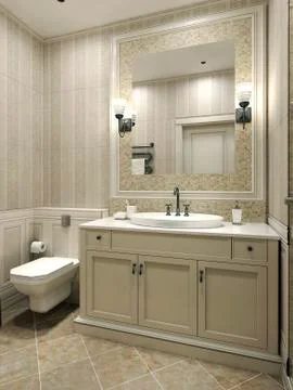 Bathroom Art Deco style Stock Illustration