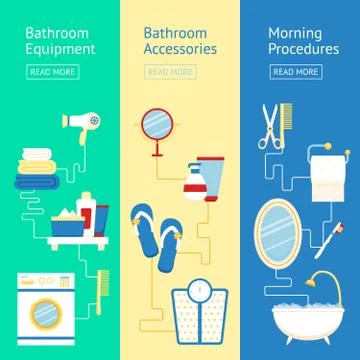 Bathroom banner set Illustrazione stock