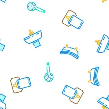 Bathroom bath equipment hygiene vector seamless pattern Stock Illustration