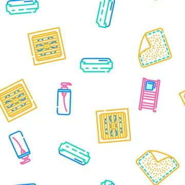 Bathroom bath equipment hygiene vector seamless pattern Stock Illustration