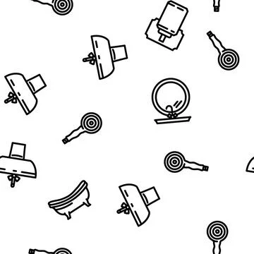Bathroom bath equipment hygiene vector seamless pattern Stock Illustration