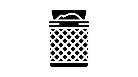 Bathroom bin bathroom interior glyph icon animation Stock Footage 326157908