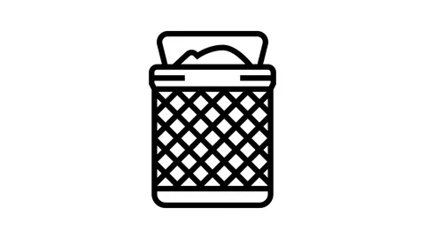 Bathroom bin bathroom interior line icon animation Stock Footage 326136124
