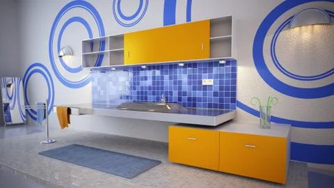 Bathroom in blue Stock Illustration