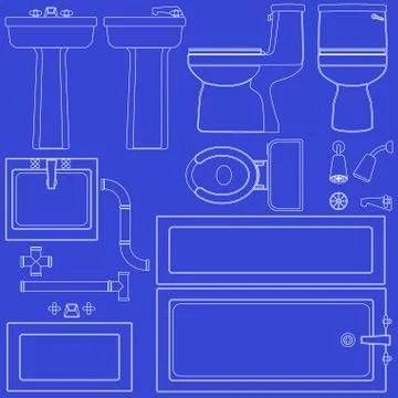 Bathroom blueprints Stock Illustration