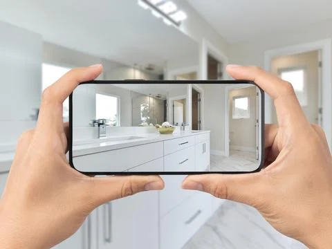 Bathroom with cell phone Stock Photos