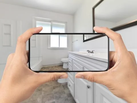 Bathroom with cell phone Stock Photos