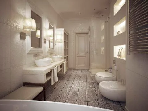 Bathroom classic style Stock Illustration