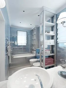 Bathroom classical style in blue tones Stock Illustration