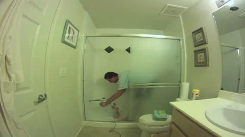 Bathroom cleaning Stock Footage 25857436