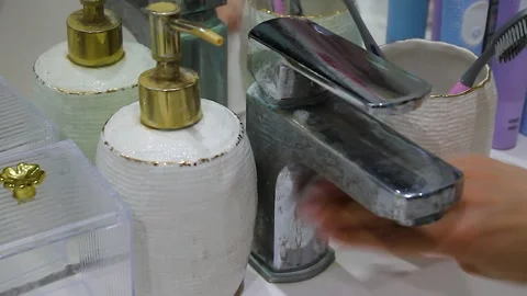 Bathroom cleaning Stock Footage 345676379