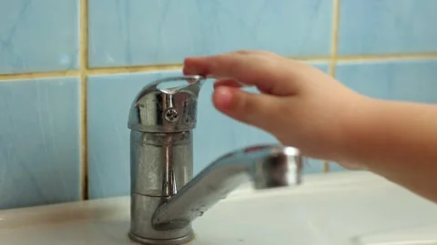 Bathroom, close-up of washing hands in the sink. Clean water from the tap Stock Footage 265011667