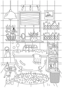 Bathroom Coloring Page Stock Illustration