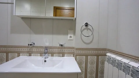 The bathroom comes with tap water Stock Footage 123727017