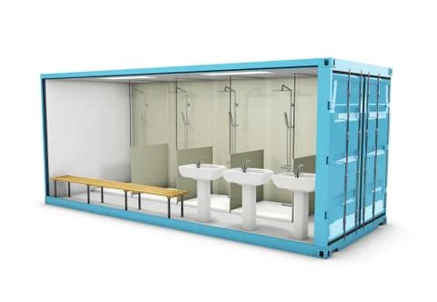 Bathroom. Concept of Reuse Container, 3d Illustration. Stock Illustration