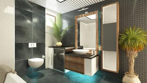 Bathroom design 3d rendering Stock Illustration