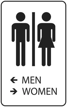 Bathroom Directional Sign Men Left, Women Right Stock Illustration