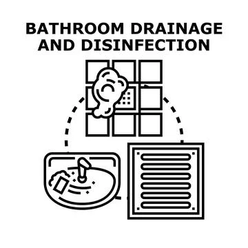 Bathroom drainage and disinfection vector concept Stock Illustration