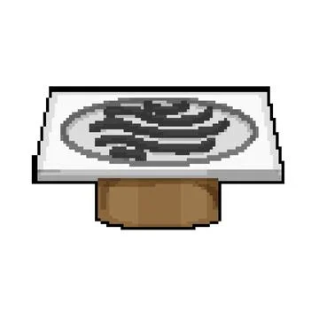 Bathroom drainage grate pixel art vector illustration Stock Illustration