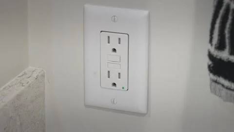 A bathroom electrical socket plug in a redesign. Video stock 313057792