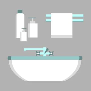 Bathroom Elements Set Stock Illustration