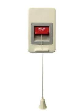 Bathroom emergency pull or Old patient pulling a red switch calling Stock Photos