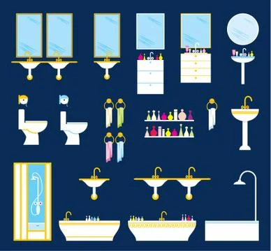 Bathroom equipment set Stock Illustration