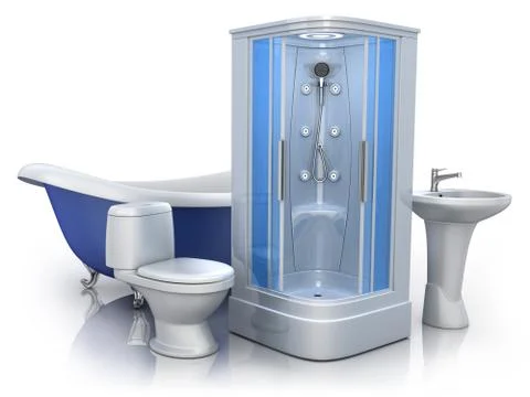 Bathroom equipment on white background (done in 3d) Stock-Illustration