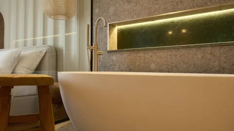 Bathroom in an expensive private villa in Dubai Stock Footage 310732068