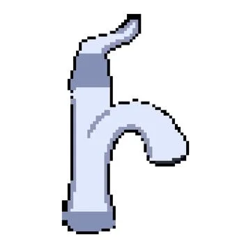 Bathroom faucet low flow pixel art vector illustration Stock Illustration