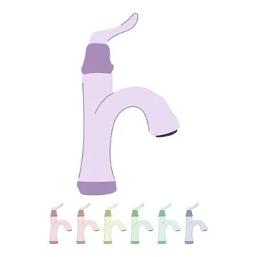Bathroom faucet low flow vector cartoon graphic Stock Illustration