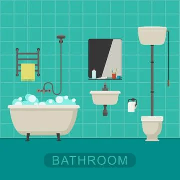 Bathroom flat banner. Stock Illustration