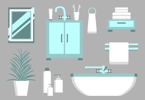 Bathroom Flat Elements Stock Illustration