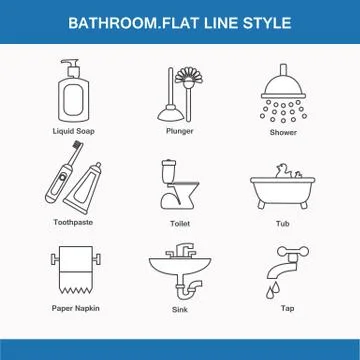 Bathroom  flat line style Stock Illustration