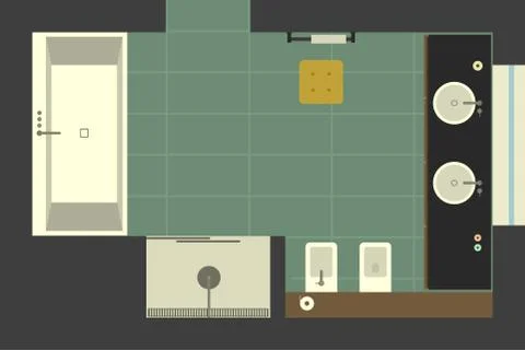 Bathroom in flat style, top view. Ilustración de archivo