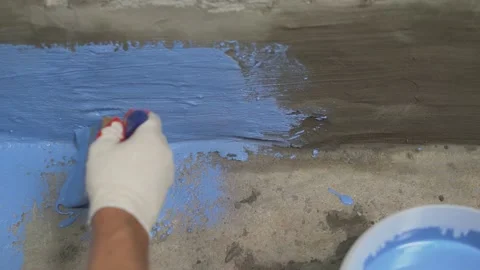 Bathroom floor waterproofing. Stock Footage 220485867
