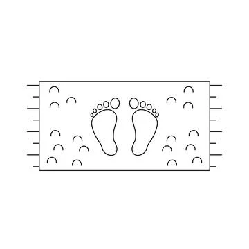 Bathroom foot mat outline vector icon. EPS 10..... Bathmat illustration conce Stock Illustration