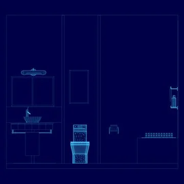 Bathroom front wireframe Vector illustration Stock Illustration