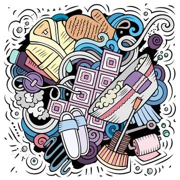 Bathroom hand drawn vector doodles illustration. Bath room poster design. Stock Illustration