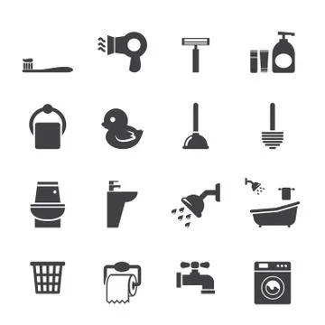 Bathroom icon set Stock Illustration