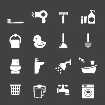 Bathroom icon set Illustrazione stock