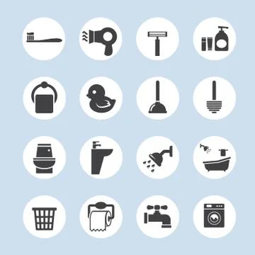Bathroom icon set Stock Illustration