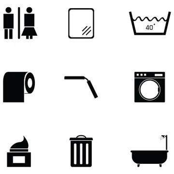 Bathroom icon set Illustrazione stock