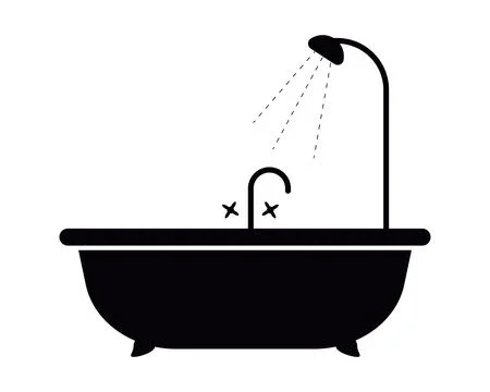 Bathroom icon silhouette. Image isolated on white background. Vector Stock Illustration