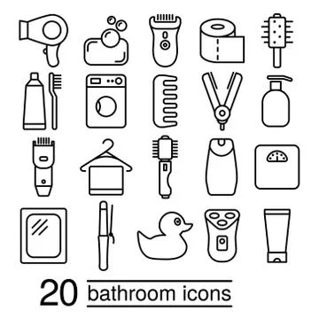 Bathroom icons collection Stock Illustration