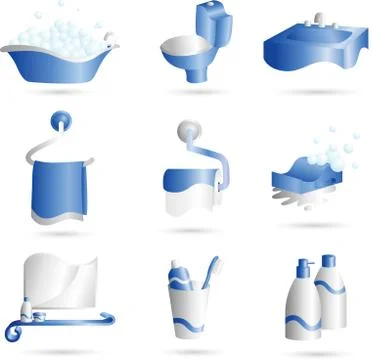 Bathroom icons Illustrazione stock