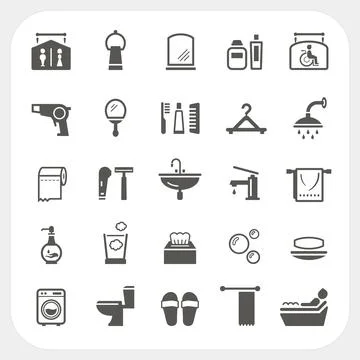 Bathroom icons set Stock Illustration